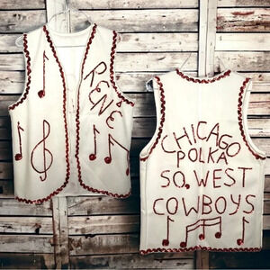 Vintage Homemade Sequined Embroidered Costume Chicago Polka Cowboy Party Vest